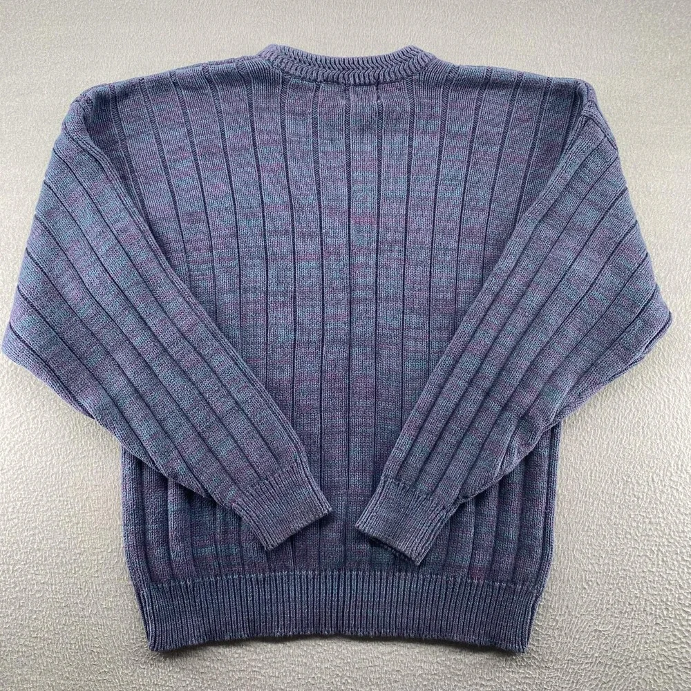 Cape Isle Knitters‎ Sweater Mens XL Blue Purple Striped Crewneck Knit Pullover